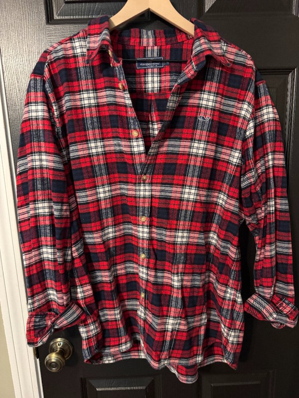 Like New Men's Vineyard Vines Light Flannel Long sleeve Red Black White XL